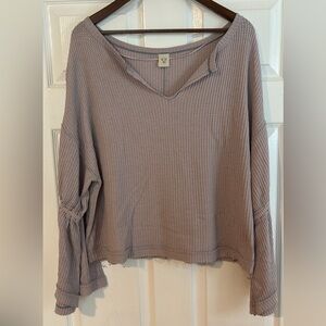 We The Free Purple Waffle Knit Long Sleeve Top